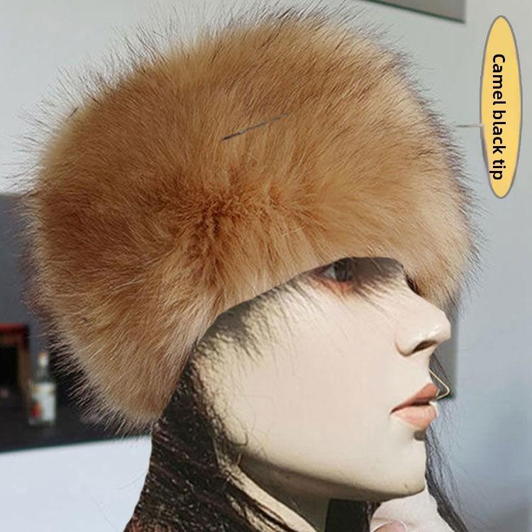 Новая шляпа с большим обхватом головы, шляпа с открытым верхом из искусственного лисьего меха, теплая осенью и зимой, пушистая шляпа-кольцо без верха, модная девушка