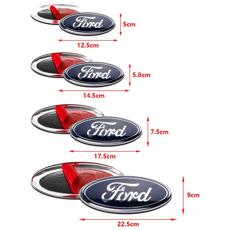 AJJ1 Ford Metal All Sizes Logo For Focus Mondeo Edge Ecosport Fiesta Fusion Rear Trunk Emblem Metal Cover Sticker Badge Classic Blue