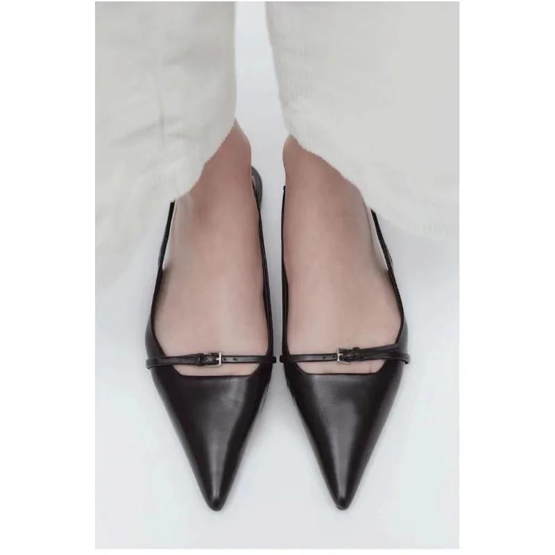 Новые блестящие женские сандалии, модные женские элегантные туфли без шнуровки с острым носком на пятке, туфли на среднем каблуке на плоской подошве