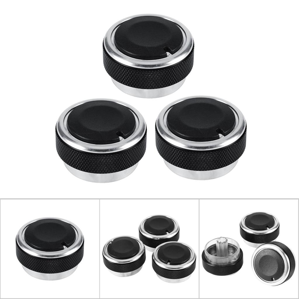 3Pcs Car Air Conditioning Knob Switch Engine Start Rotation Button Outer Covering( Black )