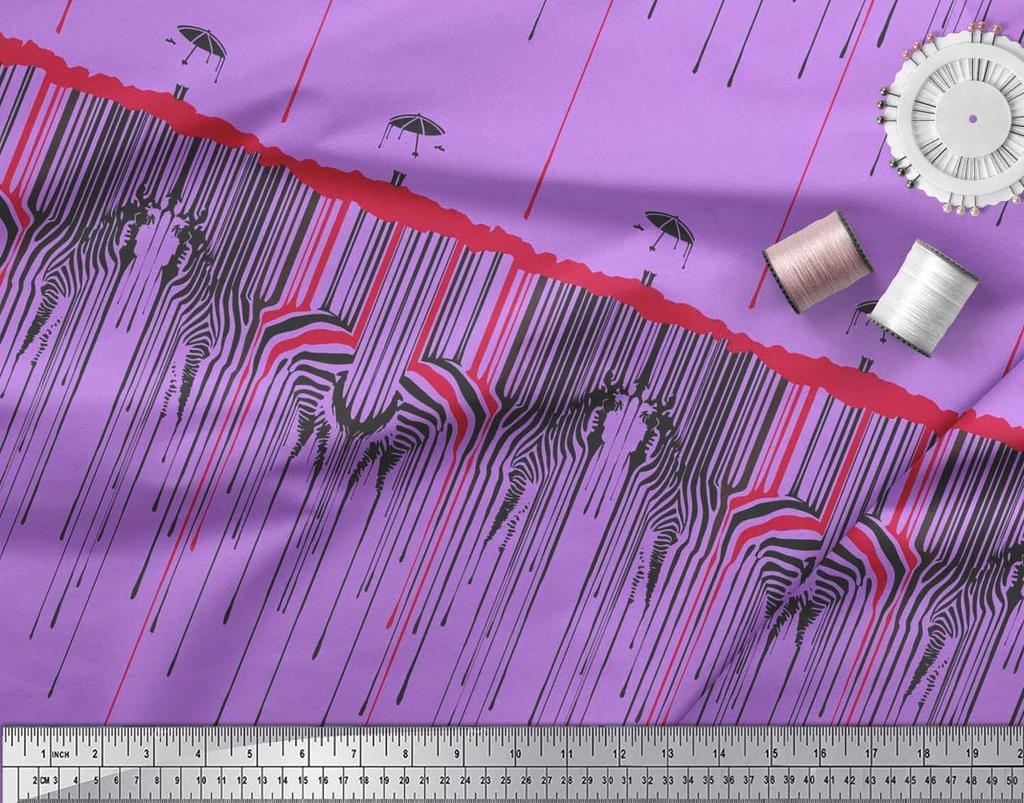 Soimoi Японский креп-сатин, ткань с принтом в виде зонтика и кожи зебры, 42 дюйма по метрам