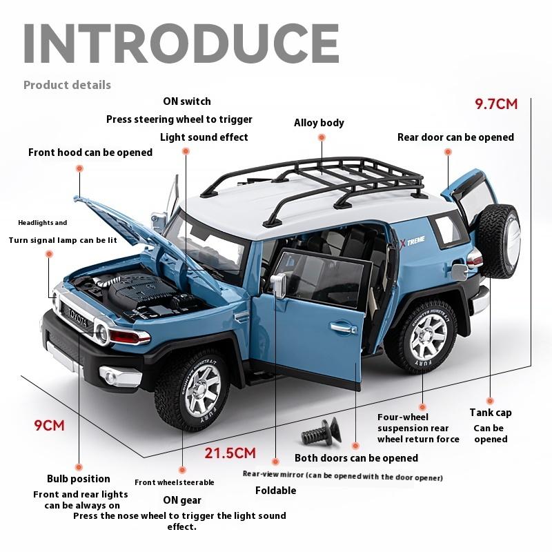 Масштаб 1/24 TOYOTA FJ Cruiser Внедорожный внедорожник Металлический литой под давлением Модель автомобиля Высокое качество Декоративные модные украшения Подарочная коробка для друга