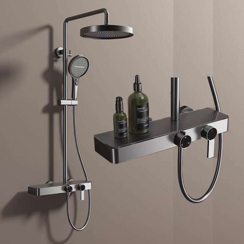 Роскошная полностью медная лейка тропического душа с большой полкой и регулируемым контролем температуры