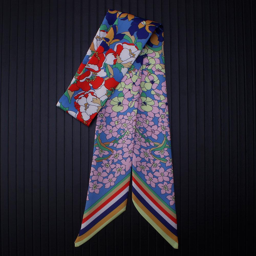 Корейский стиль Летний длинный полосатый шарф для женщин, бандана для волос, шейный галстук, универсальная печатная лента, бант, украшение, художественный аксессуар