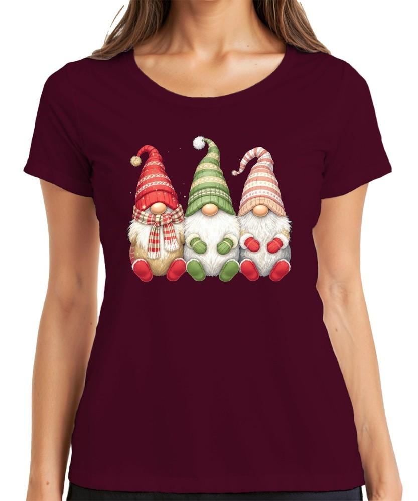 Christmas Elf Cute Gnomes Scandinavian Wintery Theme Ladies TShirt
