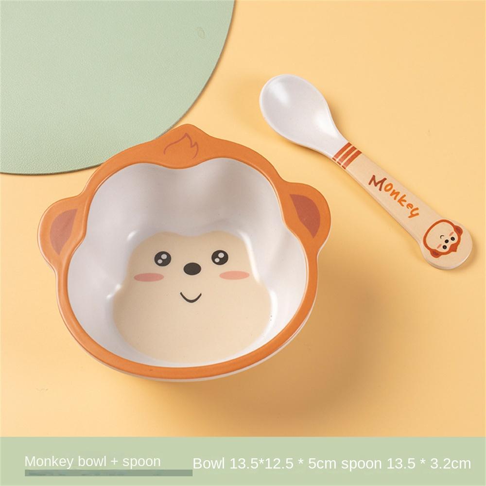 Набор мисок и ложек Комбинация мисок и ложек Детская миска из бамбукового волокна Край ложки круглый и гладкий Столовая посуда