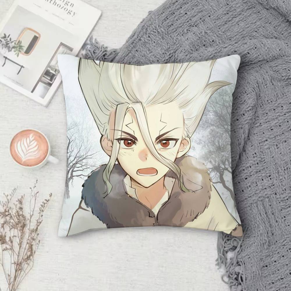 D-Dr. Stone Double-Sided Printed Square Pillow Cover Decorative Cushion Cover For Sofa Bedroom Bedside