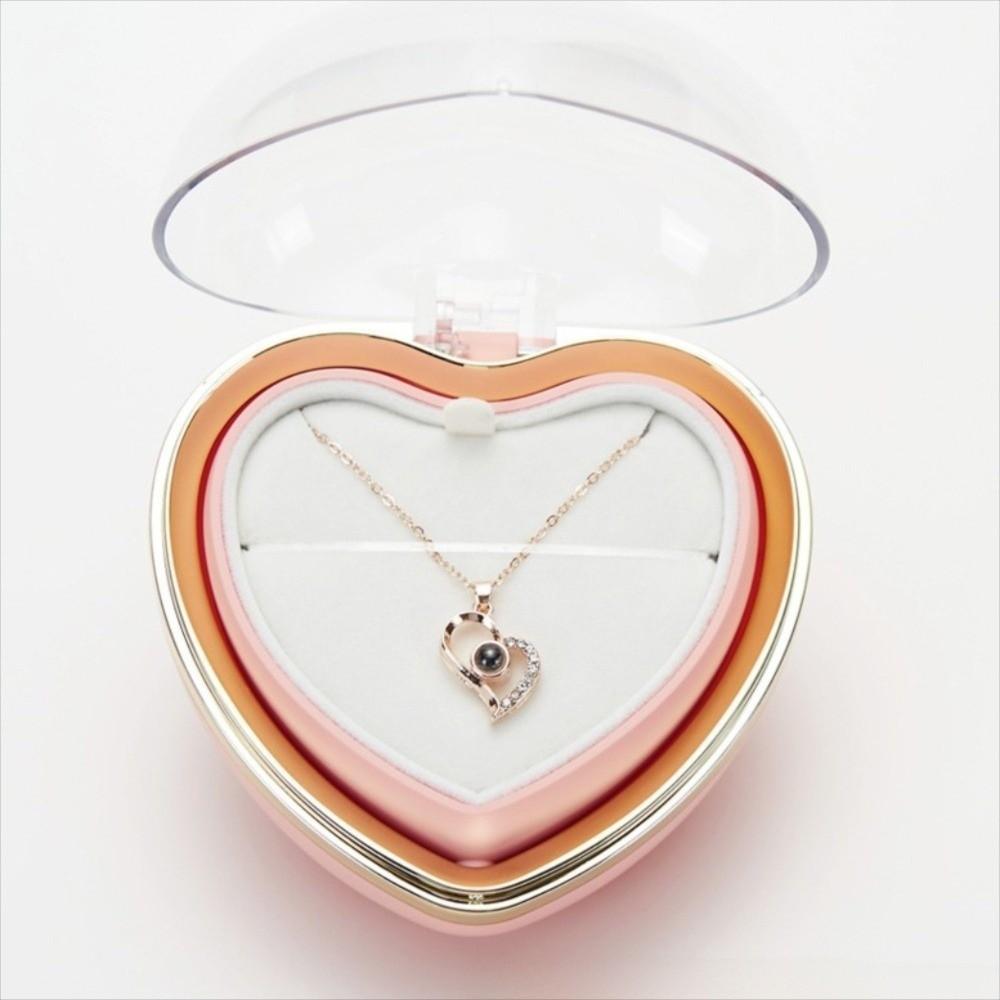 Heart Shape Preserved Flower Flip Ring Box Romantic Birthday Gift Packaging Box  Necklace