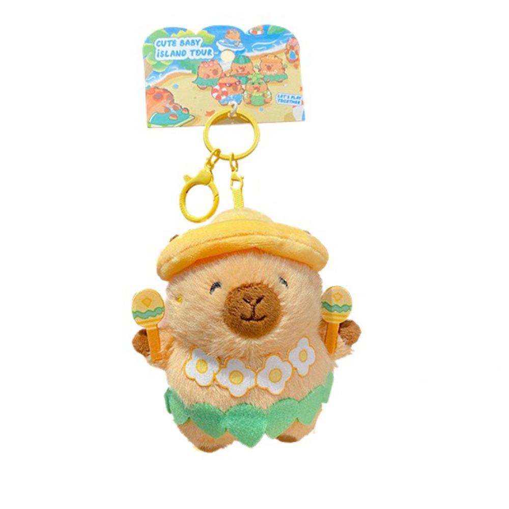 Cartoon Capybara Dolls Pendant Island Style Car Keyring Funny Plush Capybara Keychain  Gifts