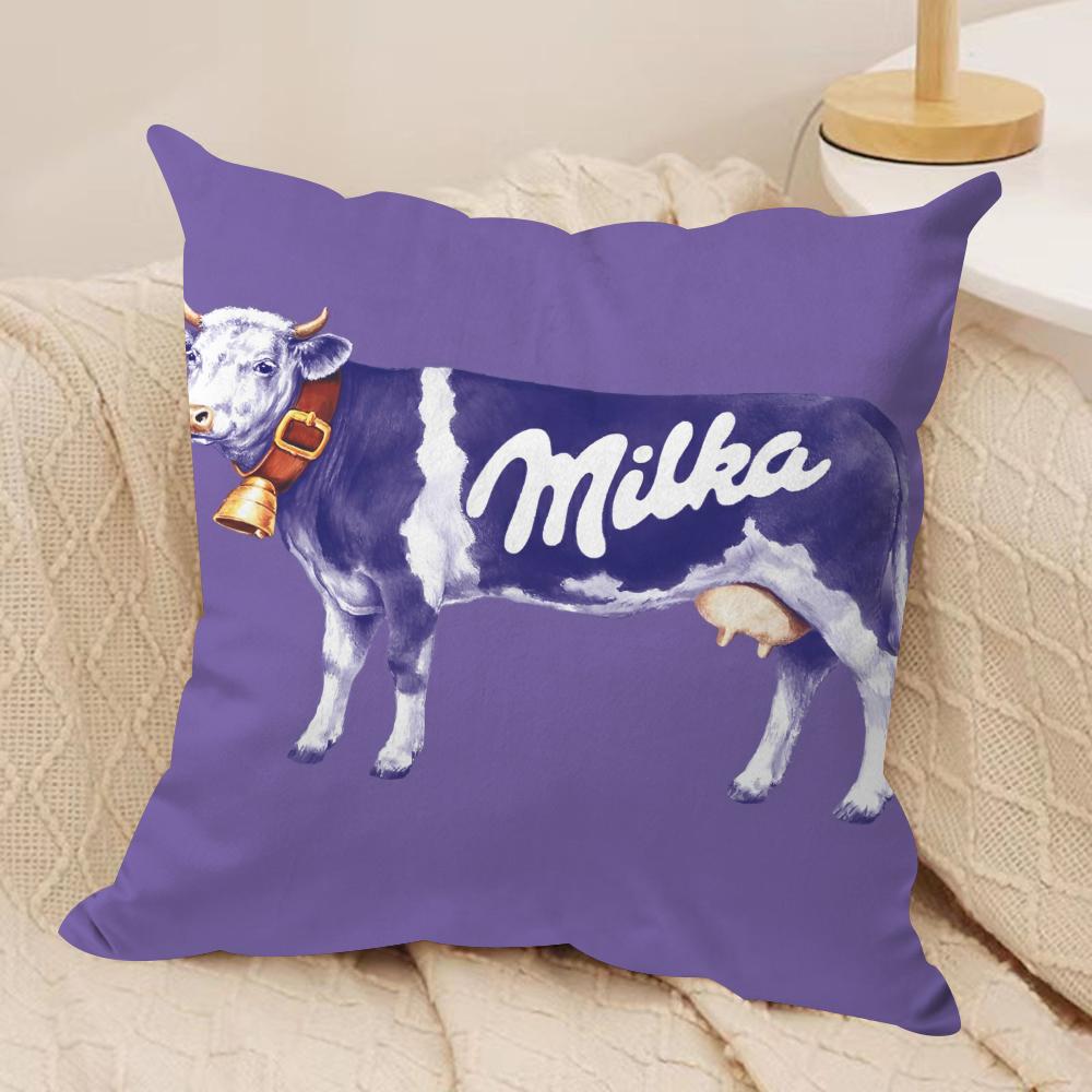 Funny mMilka Purple Cushion Cover Short plush Doublesided Print Square Throw Pillow Covers Sofa Home Cushion Decor