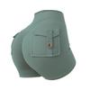 Fashion Fitness Peach Pants Tooling Style Tight Three-Point Sports Pants High Waist Stretch Hip Lift Button Running Women with Pocket