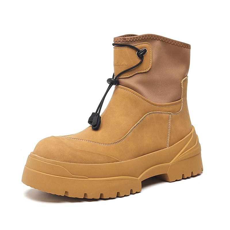 Мужская мода сцена ночной клуб платформа ботинки черно-белые туфли из натуральной кожи ковбойские рабочие пустынные ботинки дизайнерские ботильоны мужские