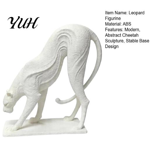 Modern Art Craft Pieces 3D Printed Bending Leopard Figurine, Abstract Cheetah Sculpture for Exquisite Statue Desk Shelf, Minimalist Office Home Decor