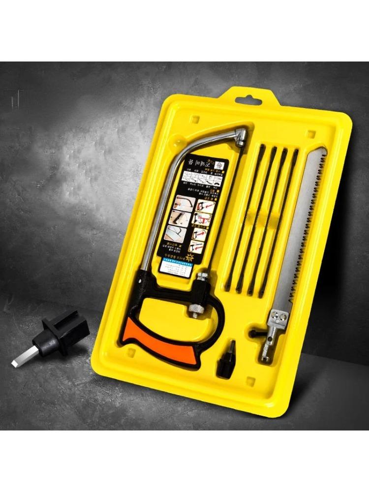 8in1 Saw Multi Purpose Hand DIY Steel Saw Metal Wood Glass Saw Kit 6 Blades Woodworking Metalworking Model Hobby Tool