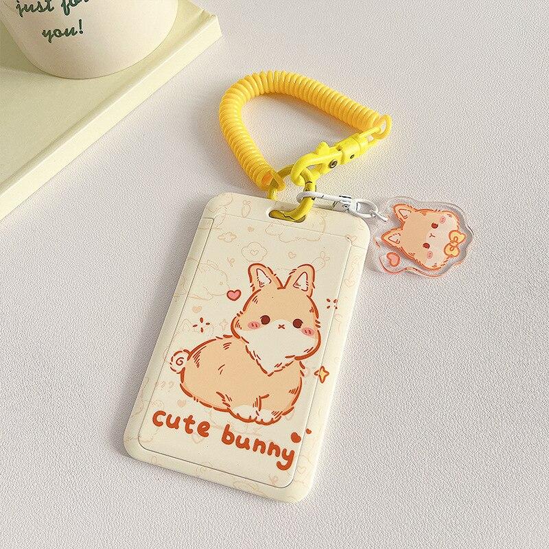 Чехол с мультяшным принтом, идентификационная бирка, чехол для рабочей карты с эластичным ремешком на запястье, держатель для бейджа, чехол для деловой карты доступа