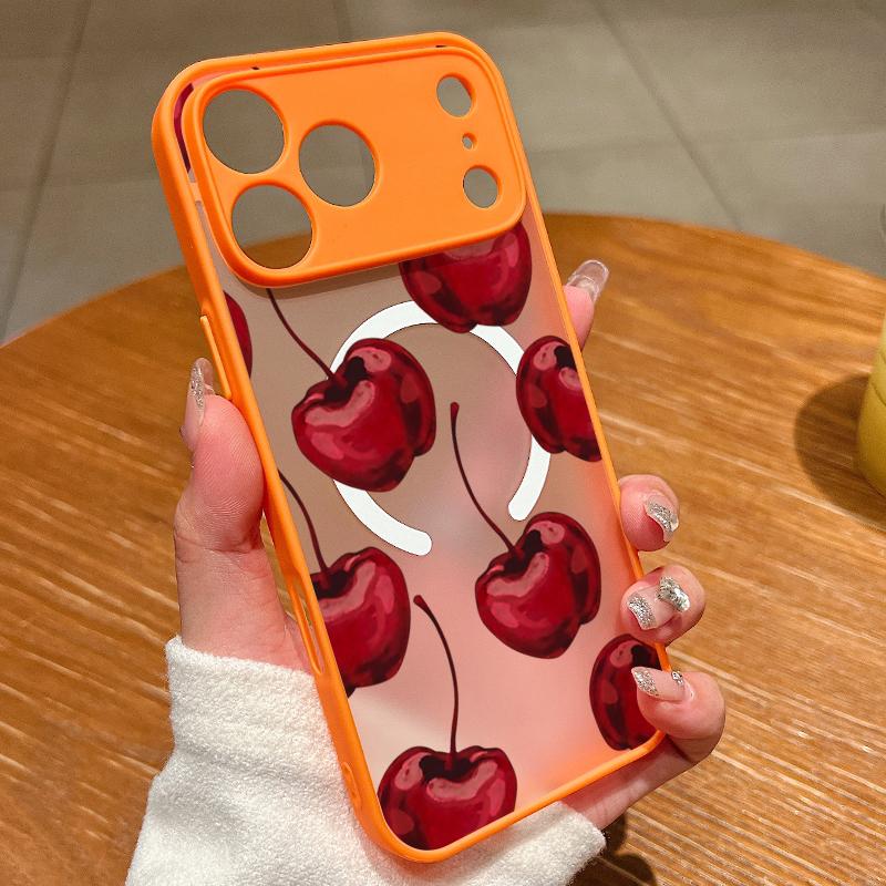 Cherry Fruits Print Case For iPhone 17 18 Pro Max Hybrid TPU+PC Magnetic Phone Cover For iPhone 16 15 14 13 Pro Max 17E