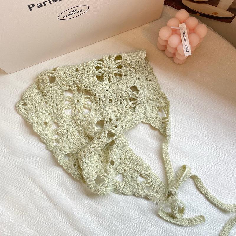 Модный вязаный платок, шапка, французский пасторальный стиль, треугольная повязка на голову, ручная работа, повязка на голову, полотенце, ретро-цветок, платок на голову