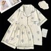 Summer Soft Cotton Women Pajamas Set Button Down Top Shorts 2 Pieces Sleepwear Nightwear Cute Loungewear for Women Korean