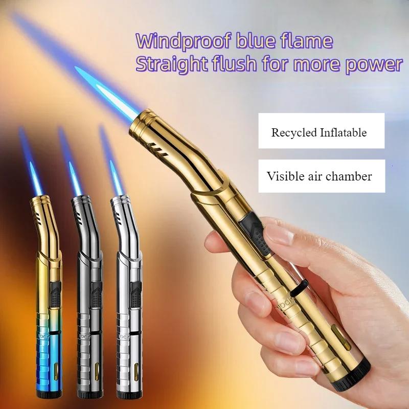 Handheld Creative Flamethrower Igniter Windproof Direct Flush Flame Gas Lighter Visible Gas Chamber Men's Smoking Accessories