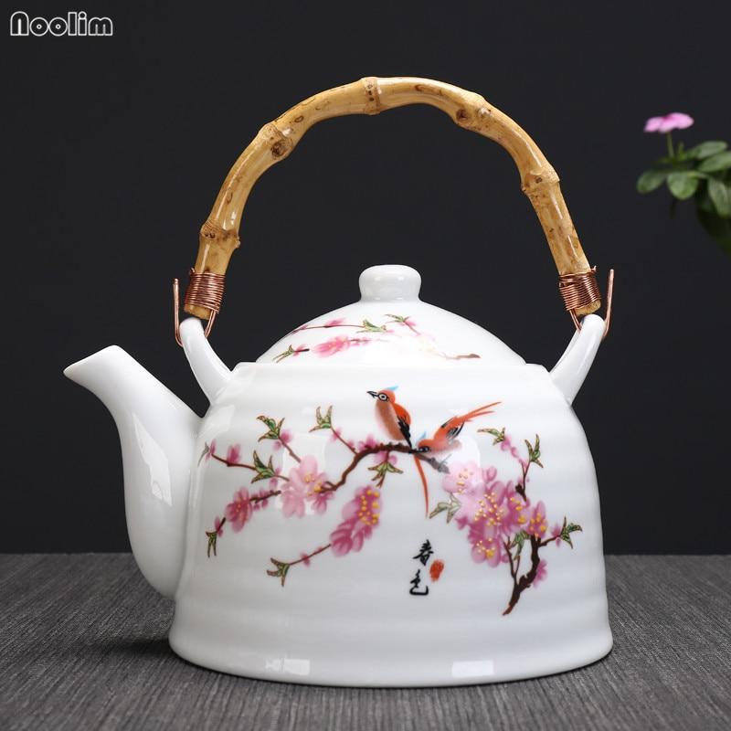 Large Capacity Ceramic High Temperature Teapot with Handle and Filter White Porcelain Restaurant Tea Pot