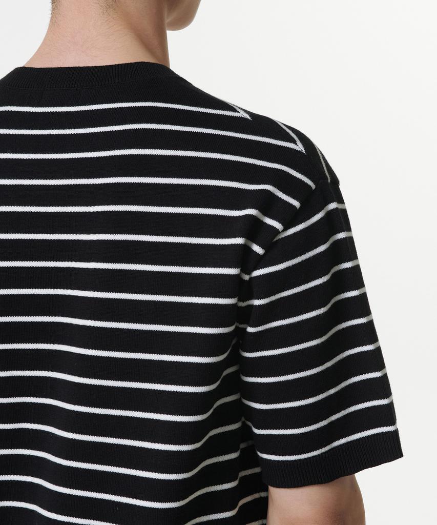 MUSINSA STANDARD Striped Crew Neck Short Sleeve Knit [Black/White]