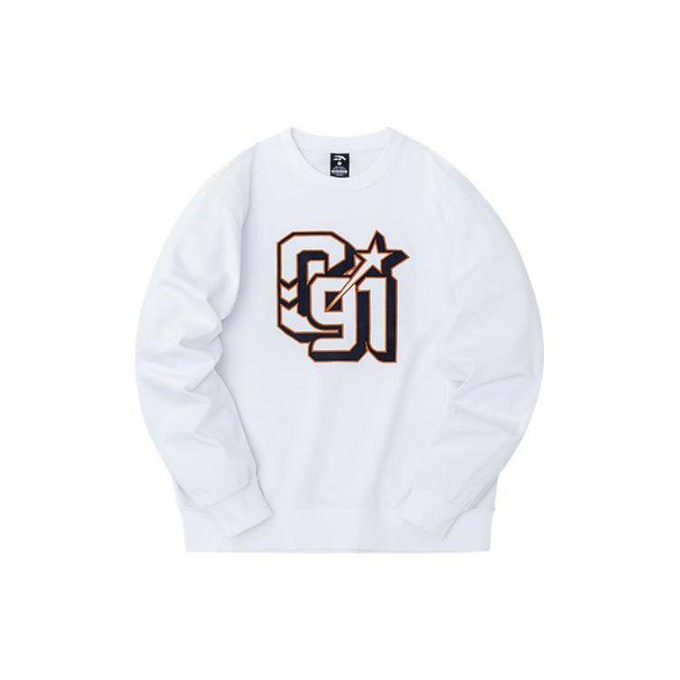 Anta Life Series Логотип Цифровой Принт Узор Пуловер На Флисовой Подкладке Длинный Рукав Толстовка Унисекс Топы Белый 152248725-1