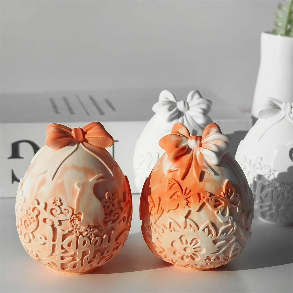 3D Пасхальное Яйцо Кролик Свеча Силиконовая Форма DIY Кролик Украшение Гипсовая Форма для Капель Клея Мыло ручной работы Ароматерапия Подарки ручной работы