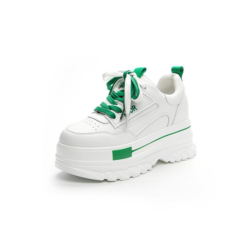 Thick-soled Leather Surface Heightening Dad Shoes Girl 2025 New Ins Fried Street Casual Breathable Muffin Shoes Little White Shoes