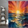 Пейзаж морского восхода Занавеска для душа, Декоративная занавеска для душа для ванной, Водонепроницаемая занавеска для душа с крючками