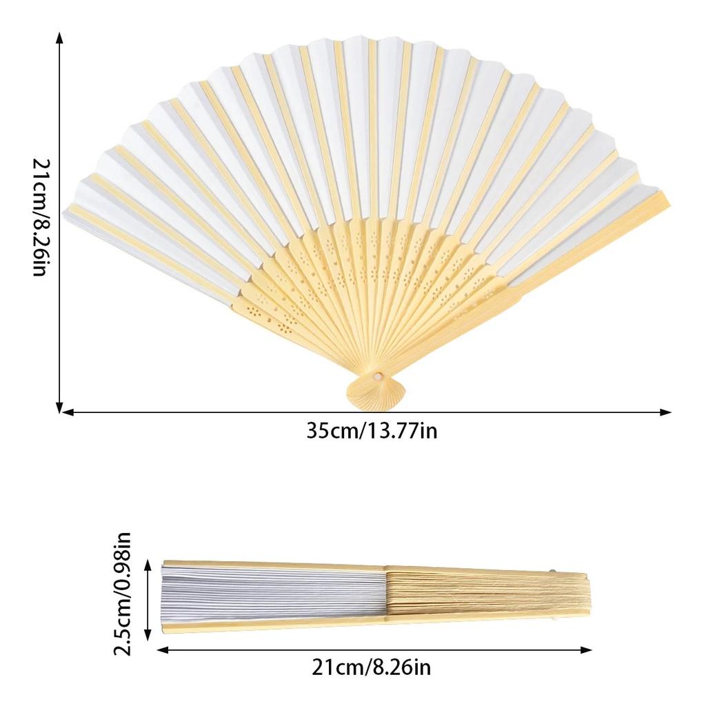 10 шт., белые свадебные веера, бамбуковый складной бумажный веер, портативный свадебный веер, подарочное украшение для гостей, свадебный веер