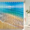 3D Пляжный пейзаж Занавески для душа Море Океан Средиземноморский Занавеска для ванной Водонепроницаемая ткань Декорация Занавеска для ванны