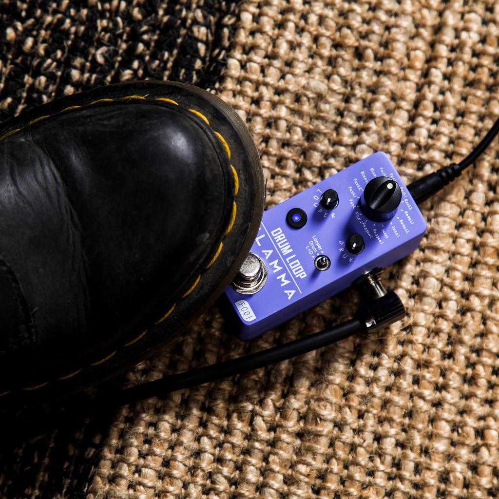 FLAMMA FC01 Mini Guitar Drum Machine and Phrase Loop Effect Pedal with 20 Minutes of 16 Drum Tap Tempo and Level Purple Pedal, Pedal, Recording,