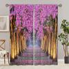 2 Panels Flower Path Printed Curtain Rod Pocket Semi Blackout Window Treatment For Bedroom Office Kitchen Living Room Study Home