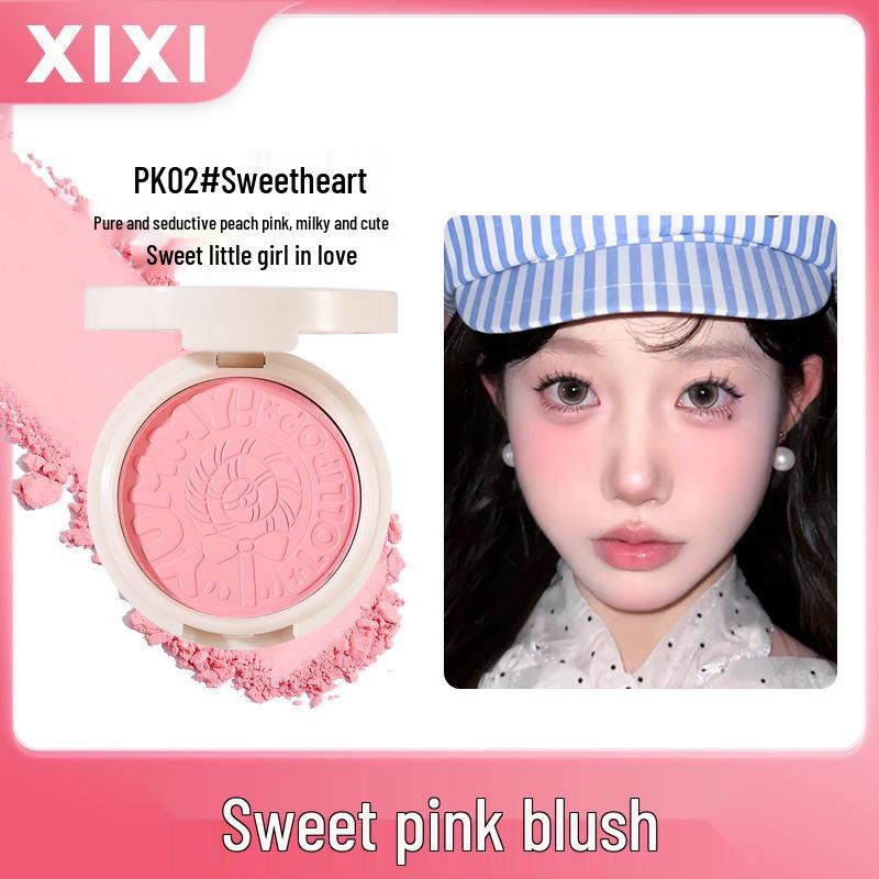 Румяна Xixi Sweet Pink: Естественная цветопередача, осветляет цвет лица, текстура мелкой пудры, подчеркивает белизну, идеально подходит для ежедневного макияжа.