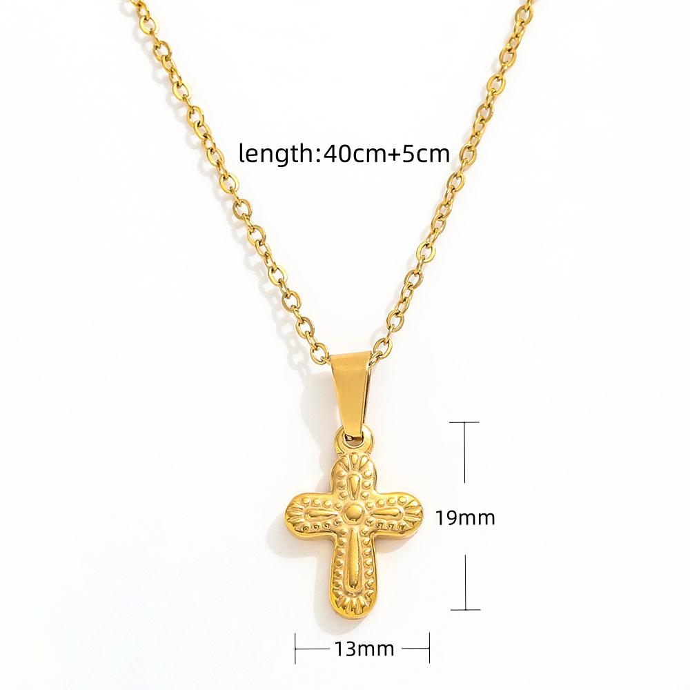 Fenny 18K Gold Plated Waterproof&No Fade Fashion Retro Cross Oval Angel Elephant Pendant Stainless Steel Necklace
