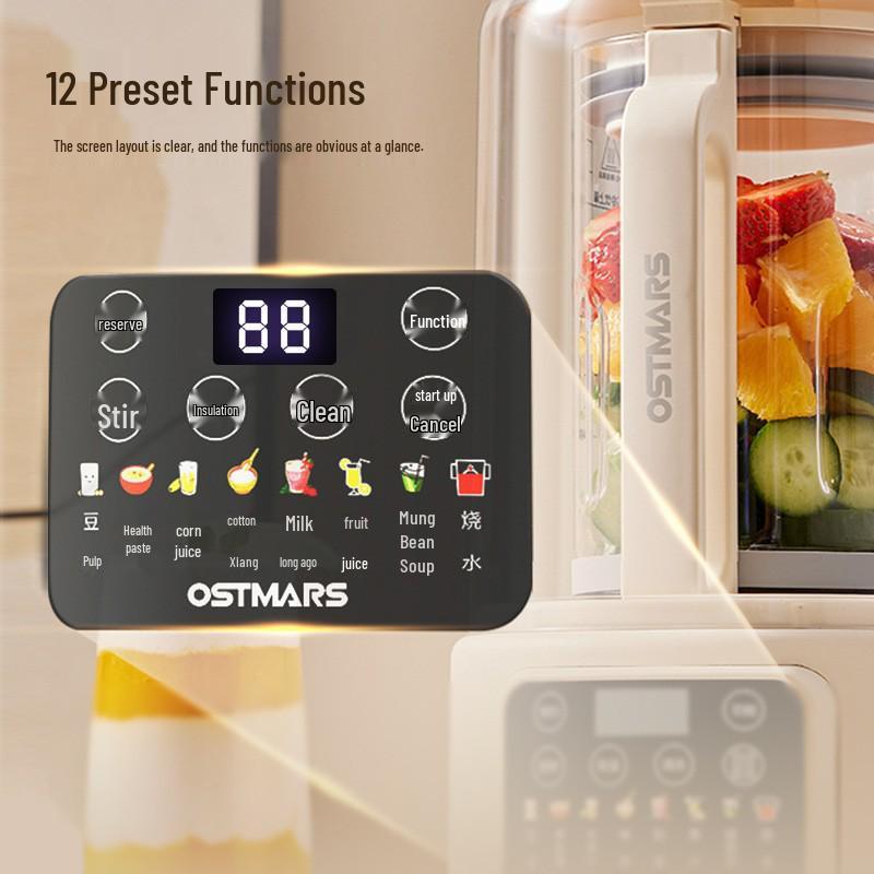 OSTMARS Silent Multifunctional Soy Milk Maker & Food Processor for 3-4 People - No Filter Needed, Fully Automatic.