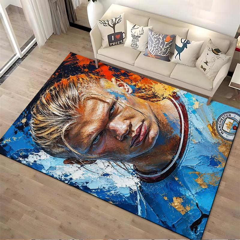Oil painting style Haaland printed flannel non-slip rug, suitable for bedrooms, living rooms, home decor, gifts