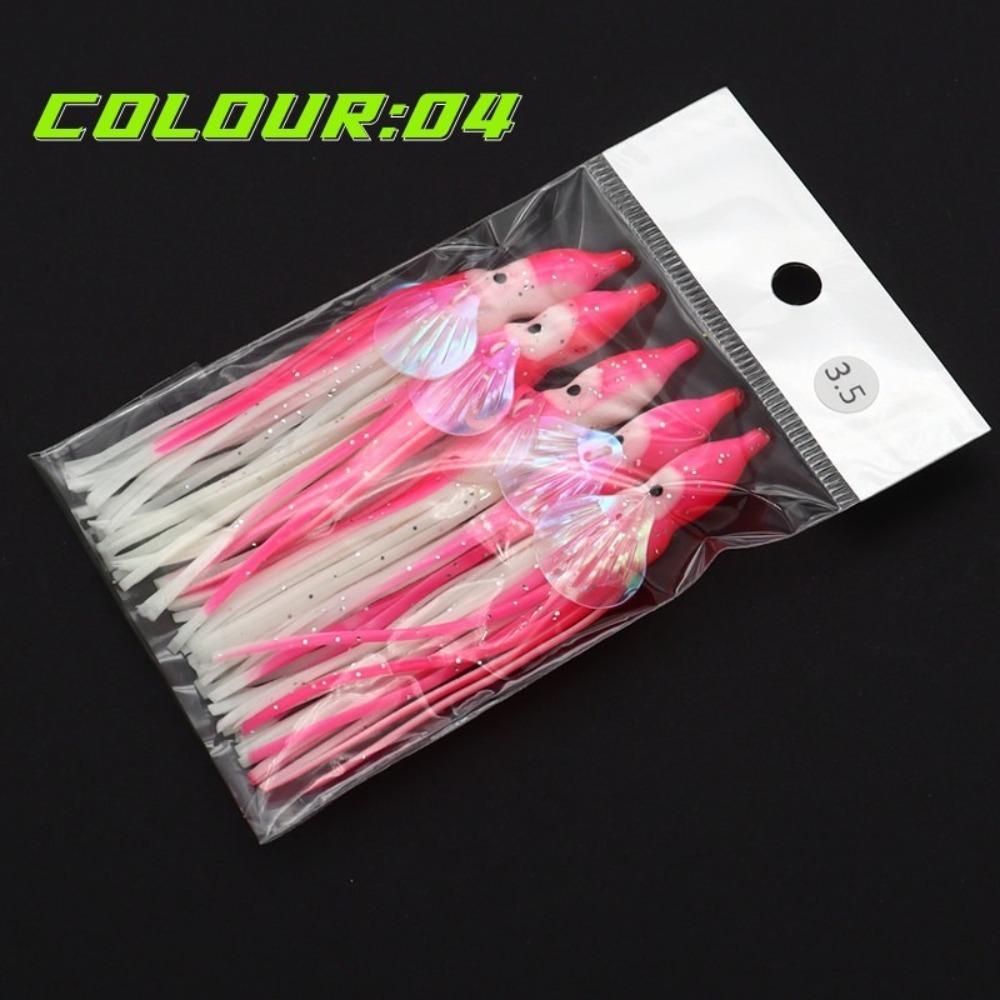 5pcs Glow-in-the-Dark Glow-in-the-Dark Squid Skirt Fishing Lures Soft Rubber 13cm Soft Rubber Octopus Skirts Fishing group