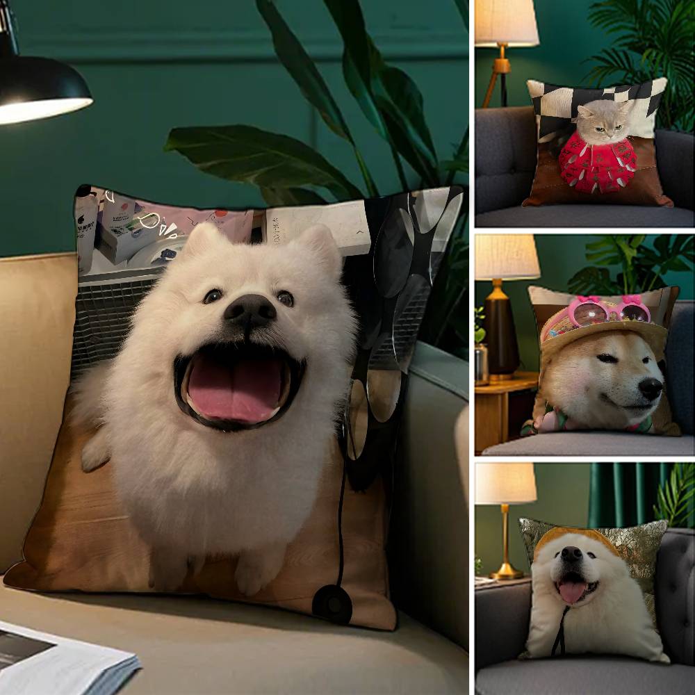 Счастливый Милый Щенок Улыбающийся Солнечный Свет Наволочка Комфорт Диван Кровать Шелковистый элегантный Невидимая молния Декоративная наволочка
