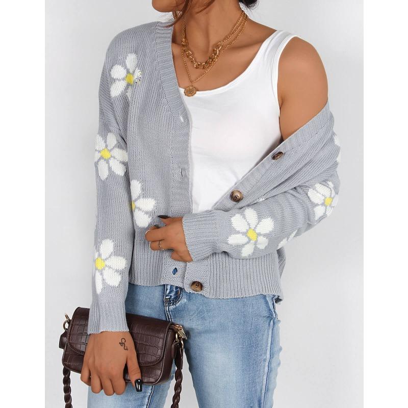 Women's Autumn and Winter Loose Knit Casual Cardigan Button Sweater