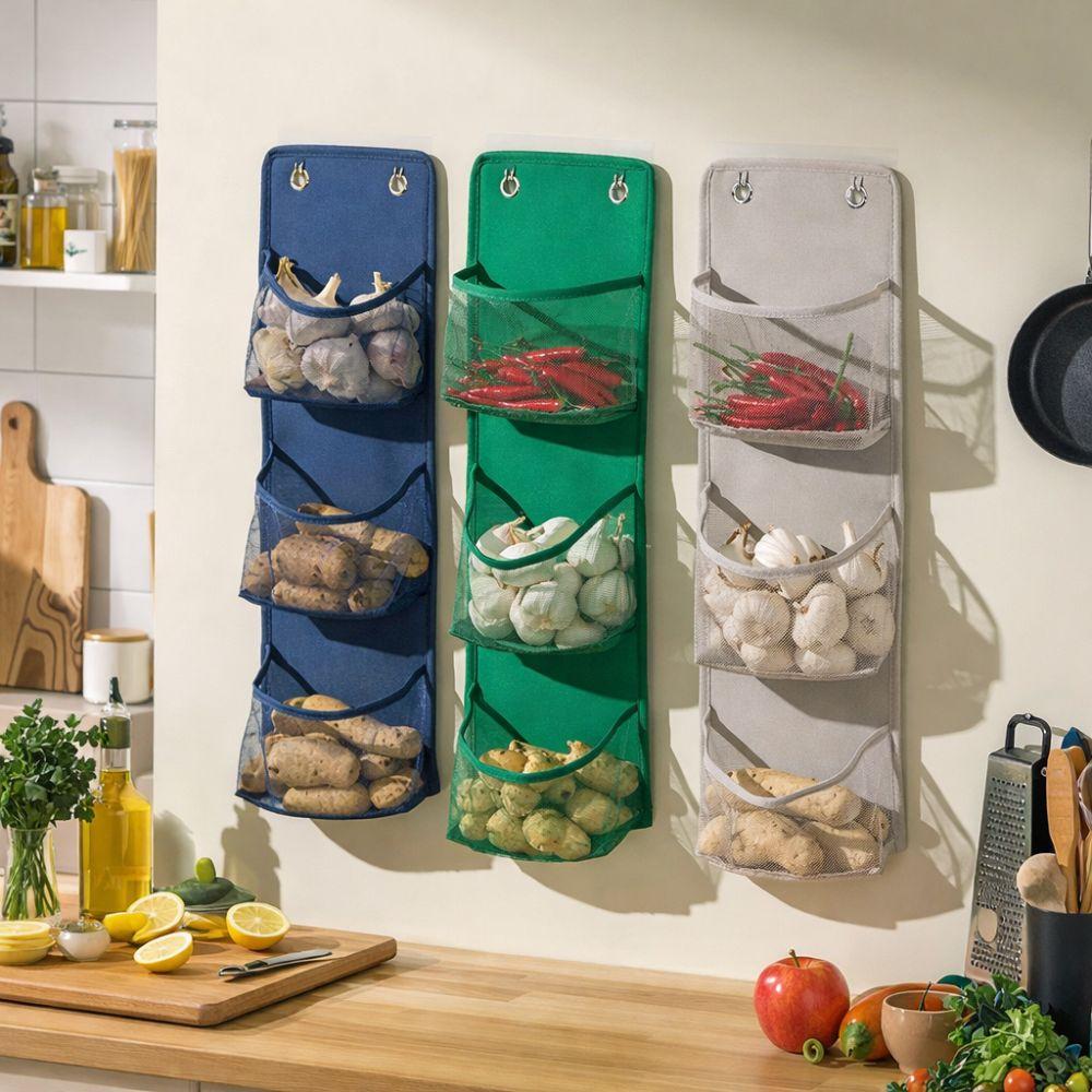 Space Saving Wall Mounted Basket No Drill Bathroom Organizer Seasoning Sorting Bag Closet Door
