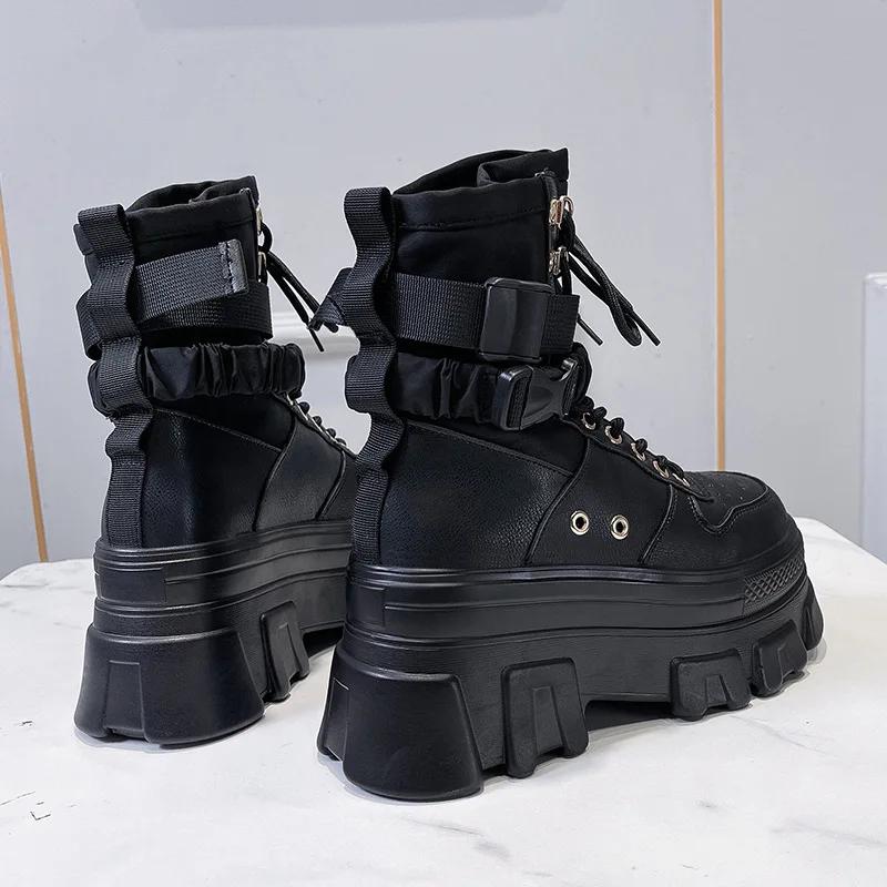 New British Style Women's Boots Thick Soled Tall Short Boots Handsome Trendy Cool Casual Versatile Motorcycle Boots Womens Shoes