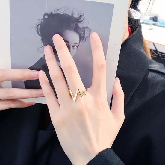 ECG Shaped Ring American Street Style Decorative Men Women Fashionable Ring