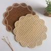 Woven Placemat Heat Insulation Non-Slip Table Mat Retro Petal Shape Dining Mat