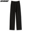 DIMANAF 2024 Большие размеры Летние длинные брюки Женские брюки Свободные прямые оборки Женские базовые брюки Широкие брюки 4XL