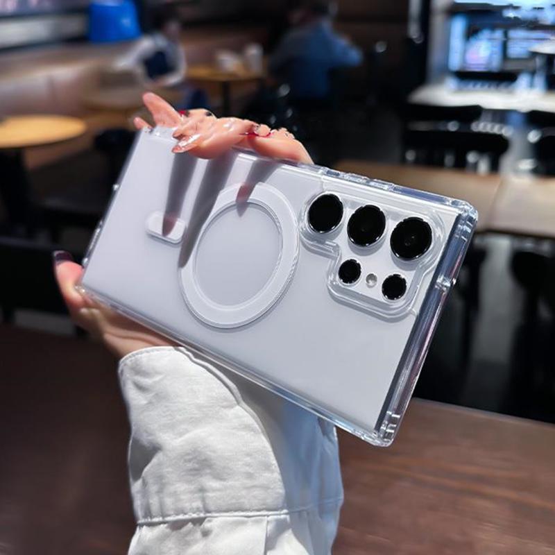 Магнитный чехол Magsafe для Samsung Galaxy S25 S24 S21 FE S22 Plus S23 Ultra Plus Беспроводная зарядка Ударопрочный чехол