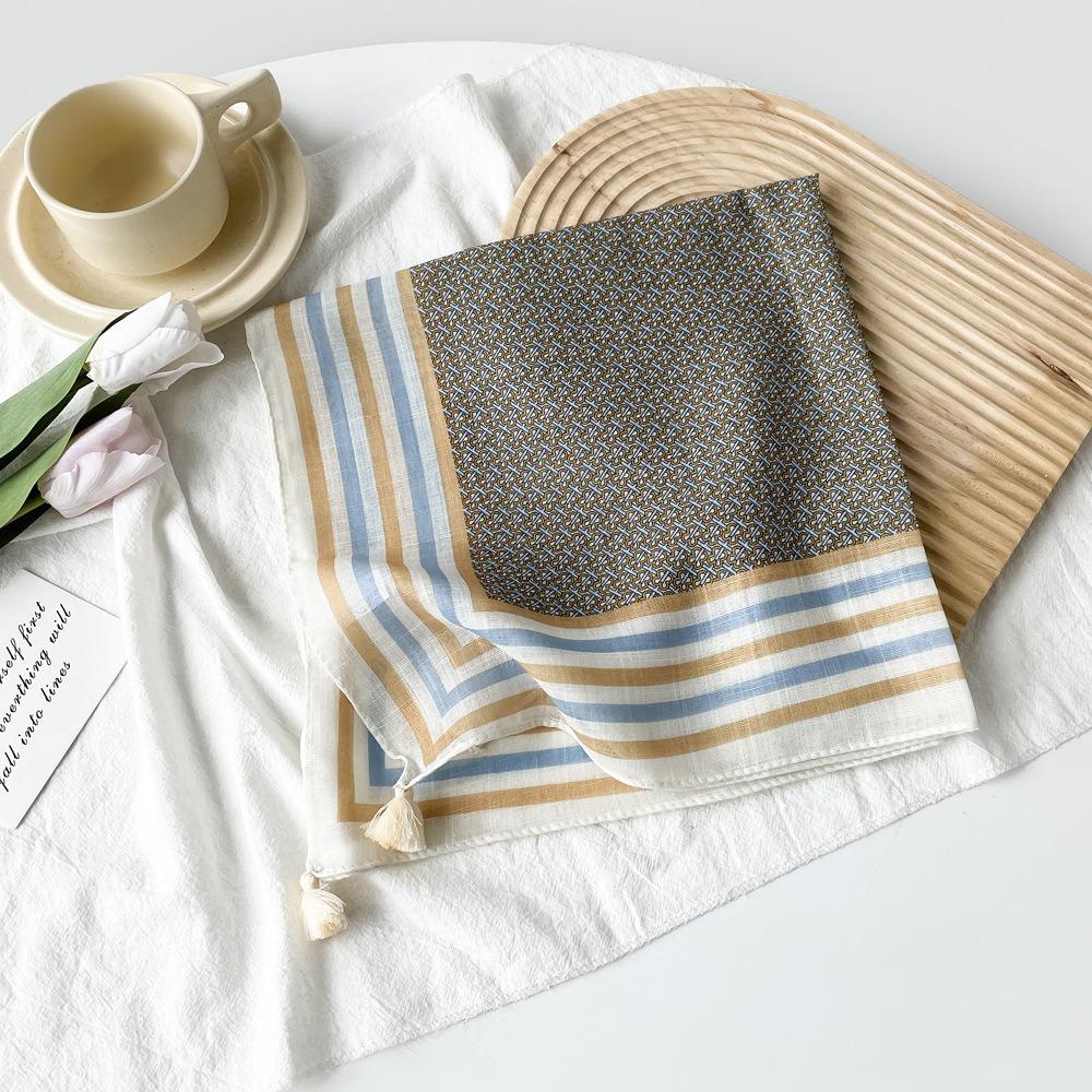 58 * 58 см Four Seasons Available New Fresh Baotou Towel Cashew Ароматный цвет Контрастный дышащий солнцезащитный шелковый шарф Легкий треугольный шарф
