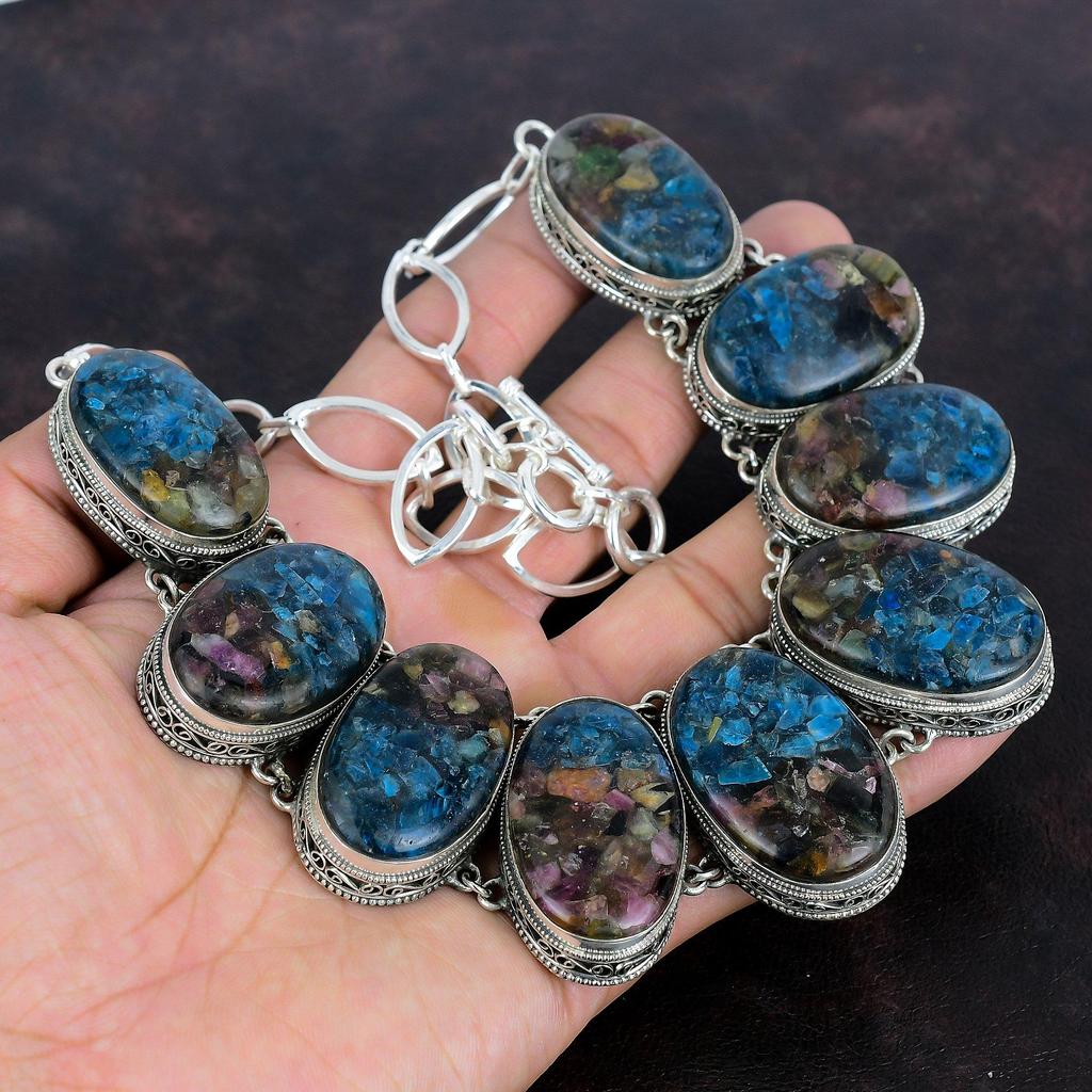 Copper Watermelon Tourmaline Necklace 925 Sterling Silver Necklace Vintage Necklace Gemstone Jewelry Adjustable Chain Necklace Gifts For Her