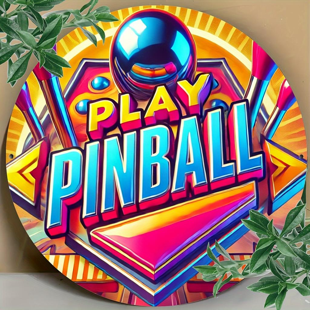 pc Vintage Style Play Pinball Wall ArtD Aluminum Sign Waterproof Heat Cold Resistant for Burgers Fast Food Boutiques