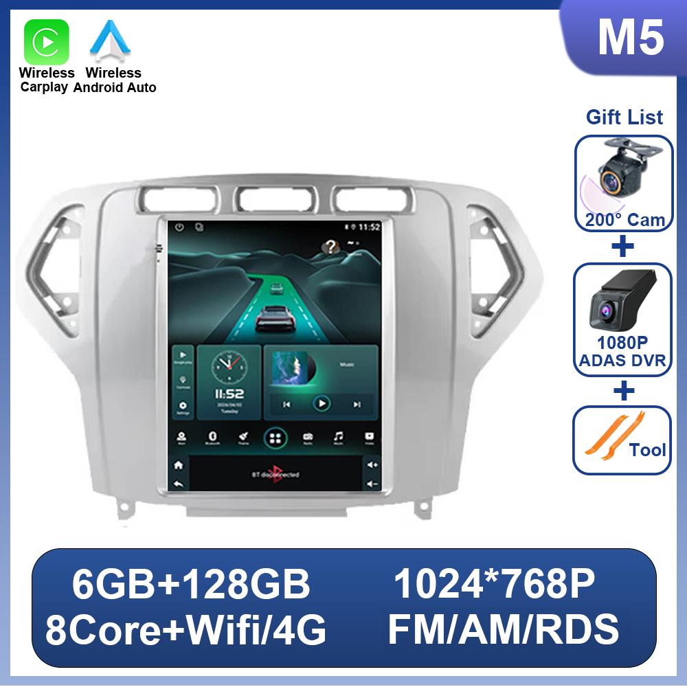 9,7-дюймовая автомагнитола Android 14 для Ford Mondeo Mk4 Galaxy A/C 2007-2010, не 2 DIN, стерео головное устройство, беспроводной CarPlay, GPS-навигация